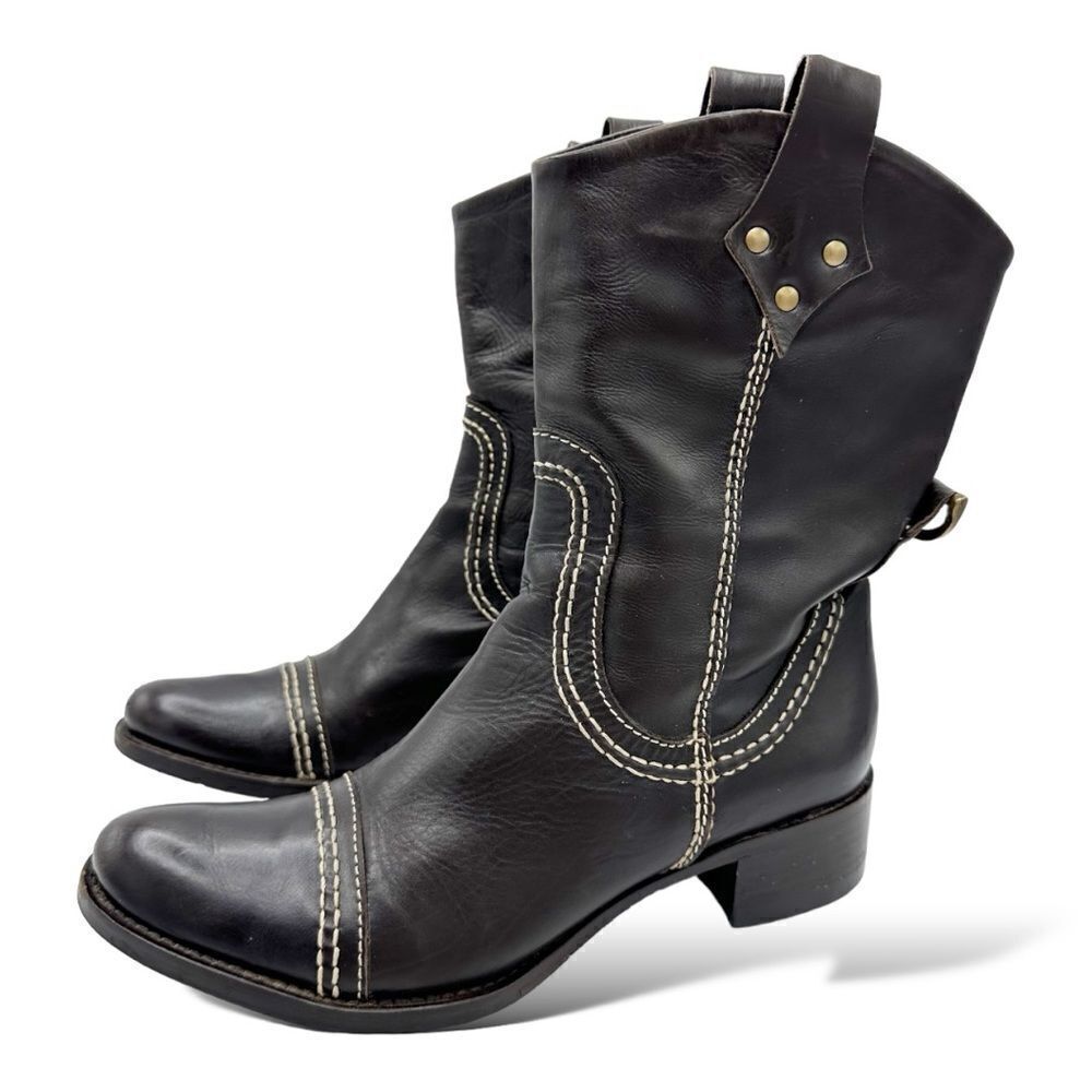 Tentazione Italian Brown Leather‎ Cap Toe Booties Sz EUR 35.5 US 5 - Picture 3 of 14